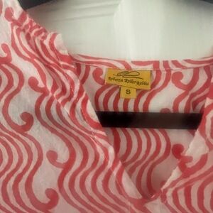 Roberta Roller Rabbit Red and White Women's Top Kurta Tunic